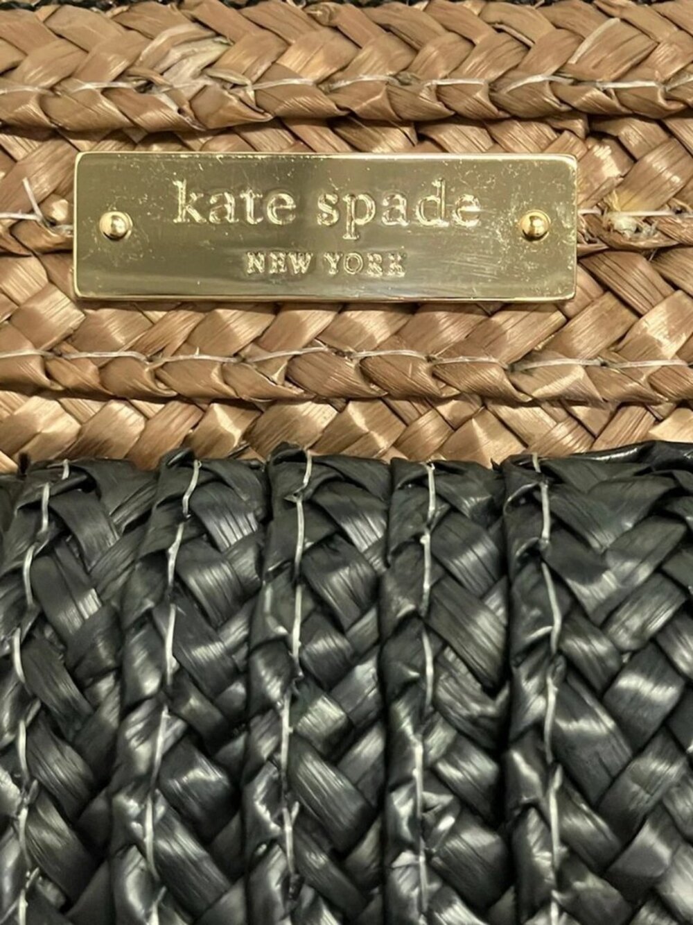 Kate spade Bow Bridge Stroke-In PXRU3448 Dark Brown Black Straw Leather - Picture 9 of 15